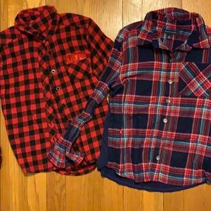 Two red plaid shirts size 6/6x and 6/7